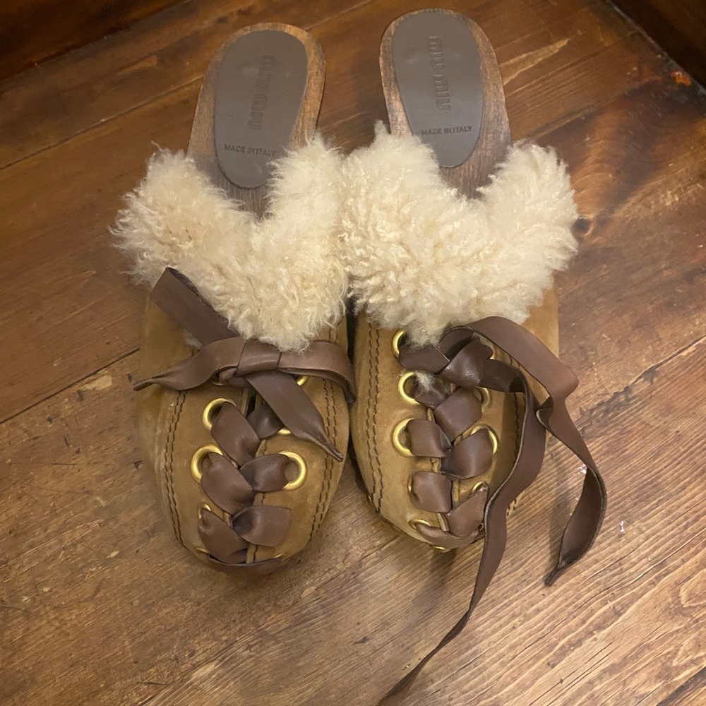 Miu Miu Brown Shearling Lined Footwear